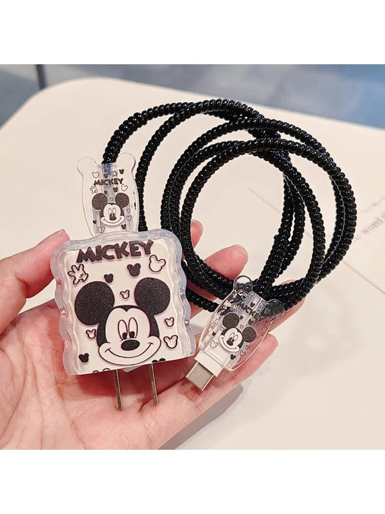 Cute Mickey Cable Protector for iPhone / iPad 18W/20W Charger Protector Cartoon Cable Management Phone Wire Cord Organizers