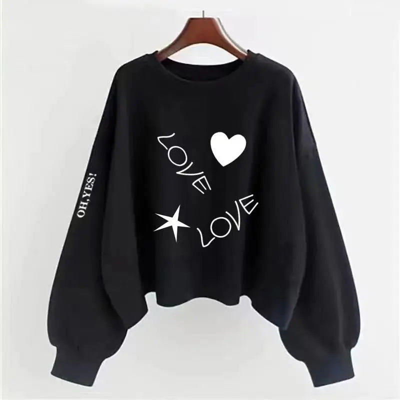 Fashion Trend Simple Print Casual Long Sleeve Oversized Sweater