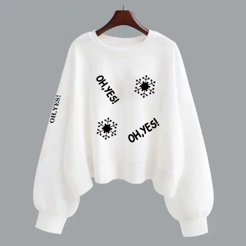 Fashion Trend Simple Print Casual Long Sleeve Oversized Sweater