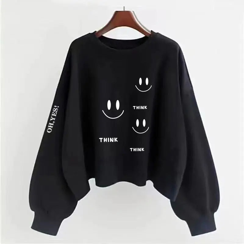 Fashion Trend Simple Print Casual Long Sleeve Oversized Sweater