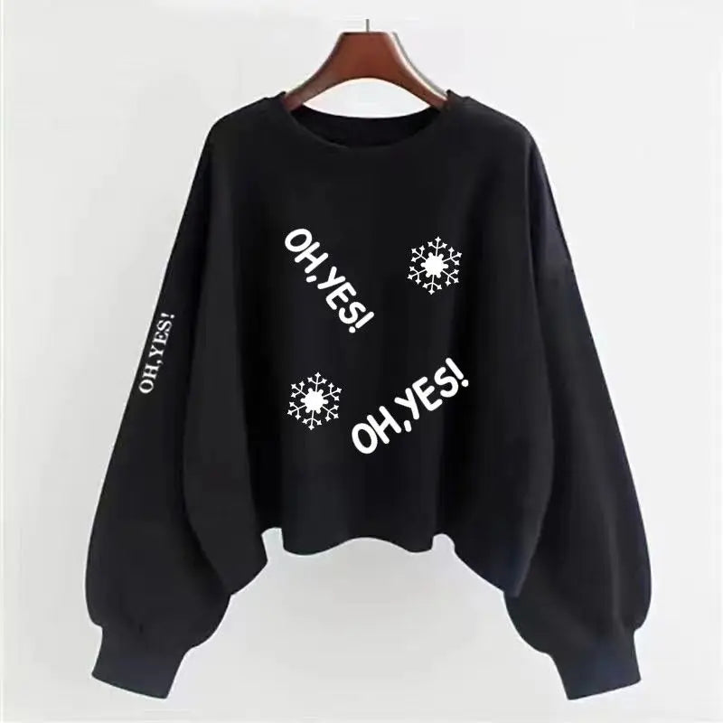 Fashion Trend Simple Print Casual Long Sleeve Oversized Sweater