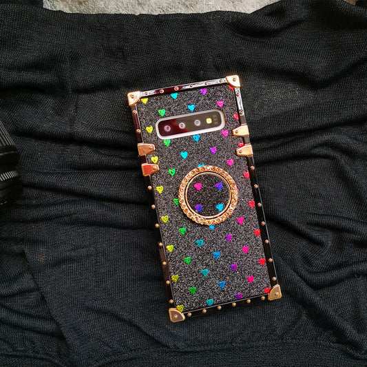 Love Glitter Square Silicone Holder Phone Case